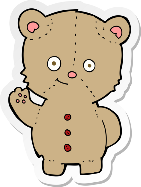 Bir insan tarafından çizilmiş oyuncak ayının çıkartması.