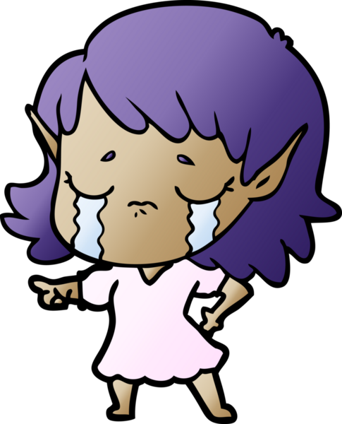 Bir insan tarafından çizilmiş ağlayan elf kızı.