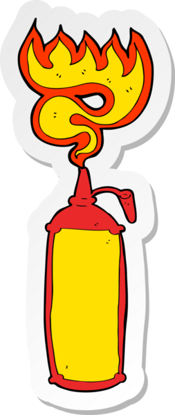 Bir insan tarafından çizilmiş acı sos etiketi.