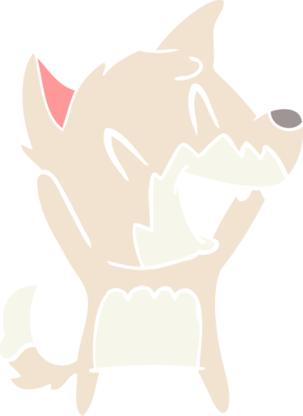 Bir insan tarafından çizilmiş gülen tilki düz renkli çizgi film.