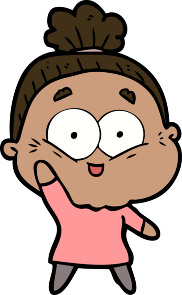 Bir insan tarafından çizilmiş mutlu yaşlı kadın çizgi filmi.