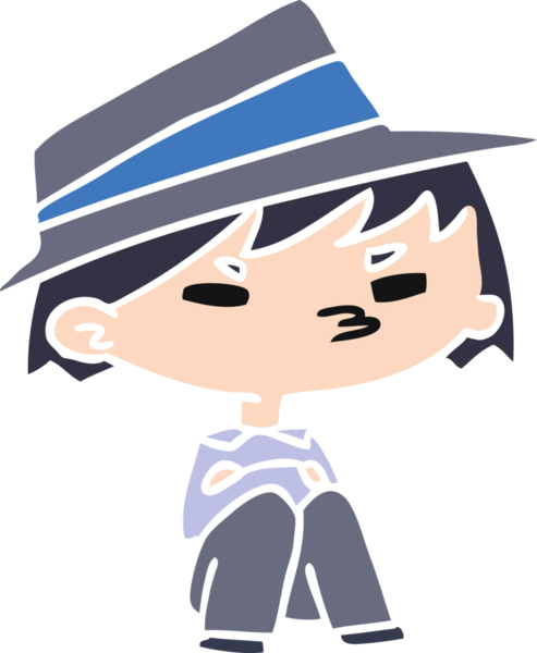 Bir kawaii 'nin insan tarafından çizilmiş şirin bir çocuk çizimi.