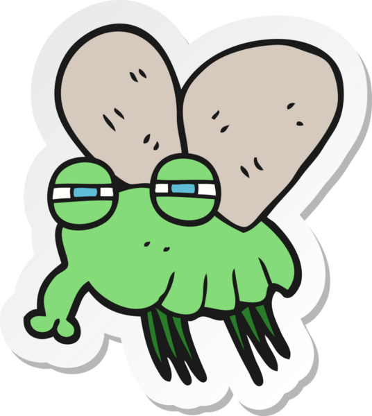 Bir insan tarafından çizilmiş bir sineğin çıkartması.