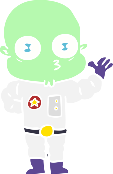 Bir insan tarafından çizilmiş garip, kel bir uzaylı.