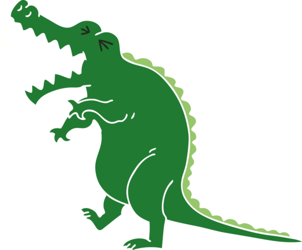 Bir insan tarafından çizilmiş garip çizgi film timsahı.