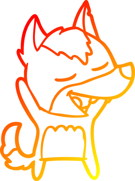 Bir insan tarafından çizilmiş gülen bir kurt çizgi çizimi.