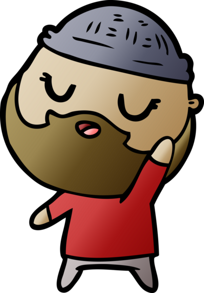 Bir insan tarafından çizilmiş sakallı sevimli bir çizgi film adamı.