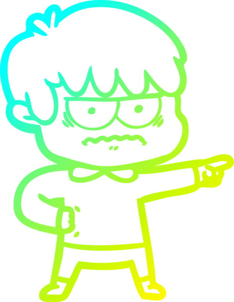 Bir insan tarafından çizilmiş soğuk gradyan çizgi film karakteri.