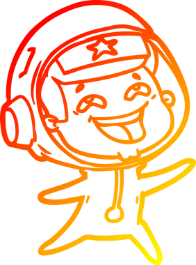 Bir insan tarafından çizilmiş gülen astronotun sıcak çizgi çizimi