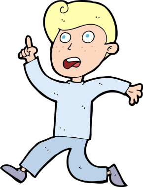 Bir insan tarafından çizilen panikleyen çizgi film çocuğu.