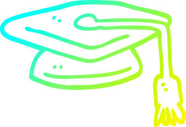 Bir insanın çizdiği çizgi film mezuniyet şapkasının soğuk gradyan çizimi