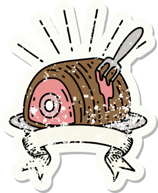 Bir insan tarafından çizilmiş dövmeli biftek etiketi.