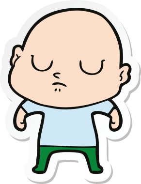 Bir insan tarafından çizilmiş kel bir adamın çıkartması.