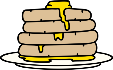 Bir insan tarafından çizilmiş tereyağlı leziz krep yığını.