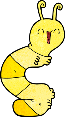 Bir insan tarafından çizilmiş mutlu bir tırtıl.