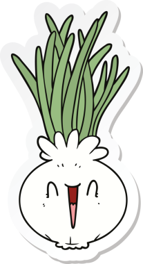 Bir insan tarafından çizilmiş karikatür soğanı çıkartması.