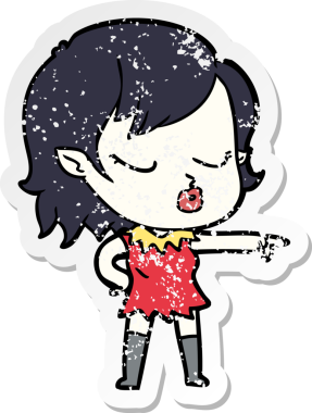 Bir insan tarafından çizilmiş şirin bir vampir kızın sıkıntılı çıkartması.