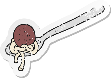 Bir insan tarafından çizilmiş bir köftenin retro sıkıntılı çıkartması.