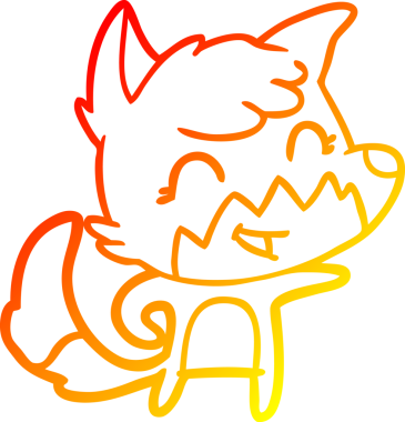 Bir insan tarafından çizilmiş mutlu bir tilkinin sıcak çizgi çizimi