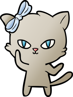 Bir insan tarafından çizilmiş sevimli çizgi film kedisi.
