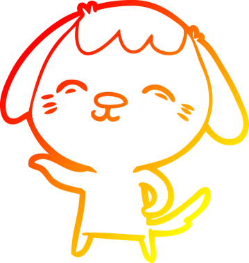 Bir insan tarafından çizilmiş mutlu çizgi film köpeğinin sıcak çizgi çizimi