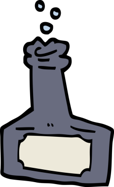 Bir insan tarafından çizilmiş el çizimi karikatür şişesi.