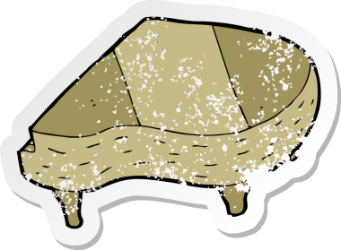 Bir insan tarafından çizilmiş bir karikatür piyanosunun gerilimli çıkartması.