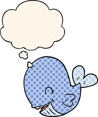 Çizgi roman tarzında bir insan tarafından çizilmiş düşünce balinası.