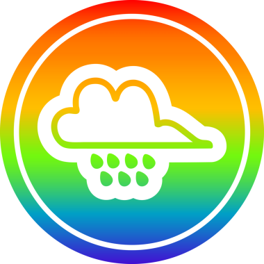 Gökkuşağı gradyan bir insan tarafından çizilmiş yağmur bulutu dairesel simgesi