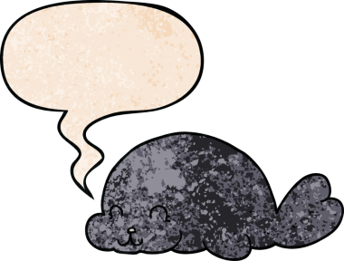 Bir insan tarafından çizilmiş eski moda konuşma baloncuklu şirin karikatür mührü.