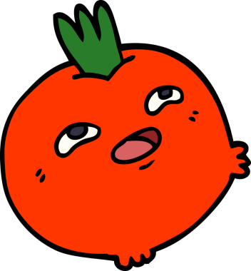 Bir insan tarafından çizilmiş mutlu kök sebze karalaması.