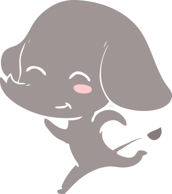 Bir insan tarafından çizilmiş şirin düz renkli çizgi film fili.