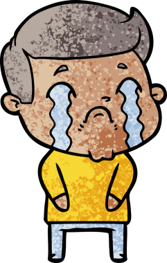 Bir insan tarafından çizilmiş ağlayan çizgi film adamı.