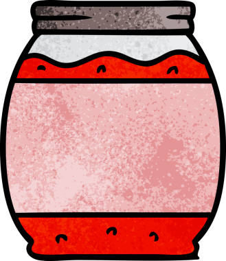 Bir insan tarafından çizilmiş çilek reçelinin el desenli karikatürü.