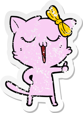 Bir insan tarafından çizilmiş karikatür bir kedinin sıkıntılı çıkartması.