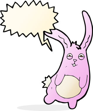 Bir insan tarafından çizilmiş komik bir çizgi film tavşanı.