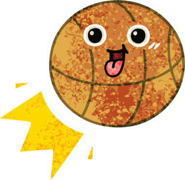 Bir insan tarafından çizilmiş basketbol topunun retro çizim tarzı karikatürü