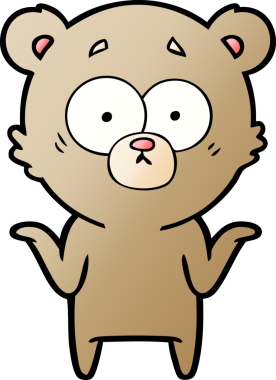 Çizgi film ayısı bir insan tarafından çizilmiş omuzlarını silkiyor.