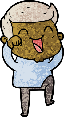 Bir insan tarafından çizilmiş gülen çizgi film adamı.