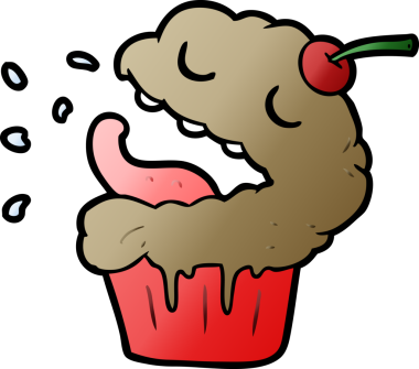 Bir insan tarafından çizilmiş komik bir kek.