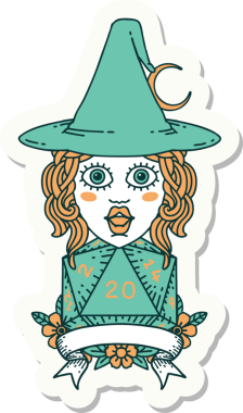 Bir insan tarafından çizilmiş doğal yirmi zarlı bir cadının çıkartması.