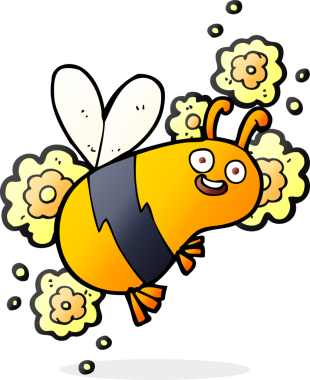 Bir insan tarafından çizilmiş çizgi film uçan arı