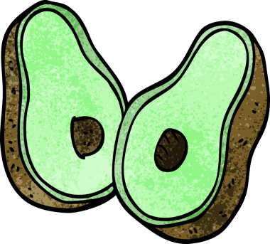 Bir insan tarafından çizilmiş karton avokado.