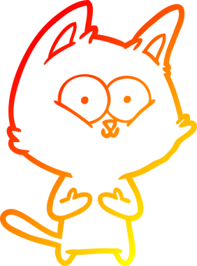 Bir insan tarafından çizilmiş çizgi film kedisinin sıcak çizgi çizimi