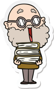 Bir insan tarafından çizilmiş sakallı neşeli bir adamın çıkartması.