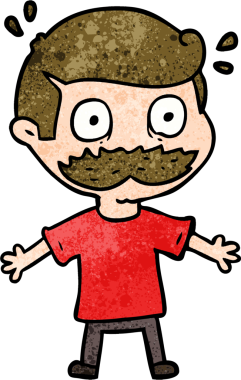 Çizgi filmdeki bıyıklı adam bir insan tarafından çizilmiş.