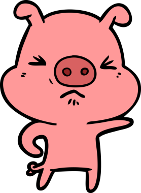 Bir insan tarafından çizilmiş kızgın domuz çizgi filmi.