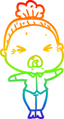 Bir insan tarafından çizilmiş kızgın yaşlı bir kadının çizimi.