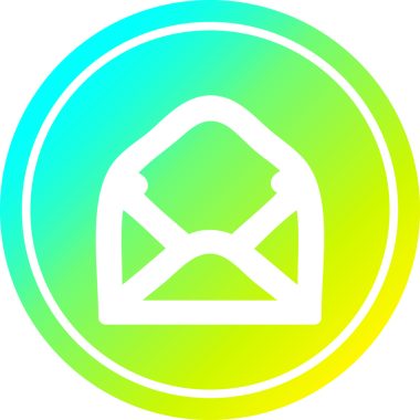 Zarf harfi dairesel simgesi, bir insan tarafından çizilen havalı gradyan bitiş