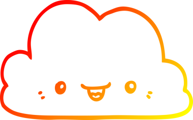 Bir insan tarafından çizilmiş sevimli bir karikatür bulutunun sıcak gradyan çizimi